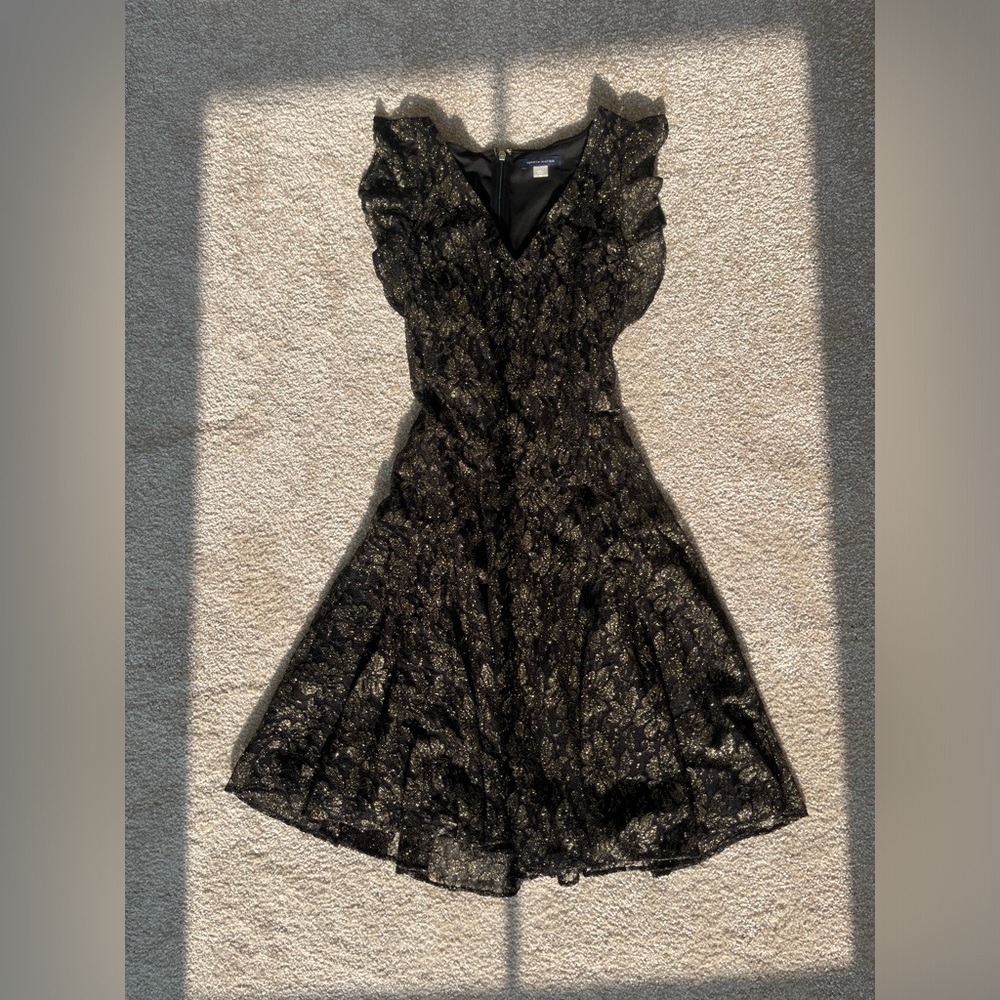 Tommy Hilfiger Black Dress with Golden Floral Pattern